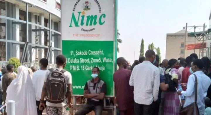 Nigerians at the NIMC office to apply for their National Identification Number. [PMNews]