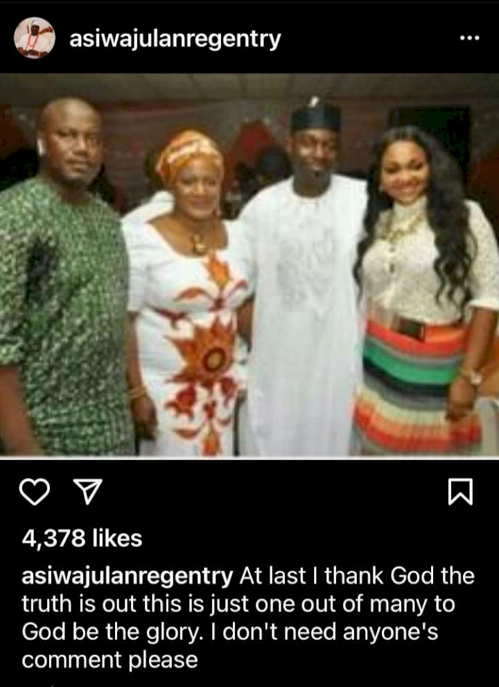 'At last I thank God the truth is out' - Mercy Aigbe's ex-husband, Lanre Gentry spills, shares throwback photo with Adekaz