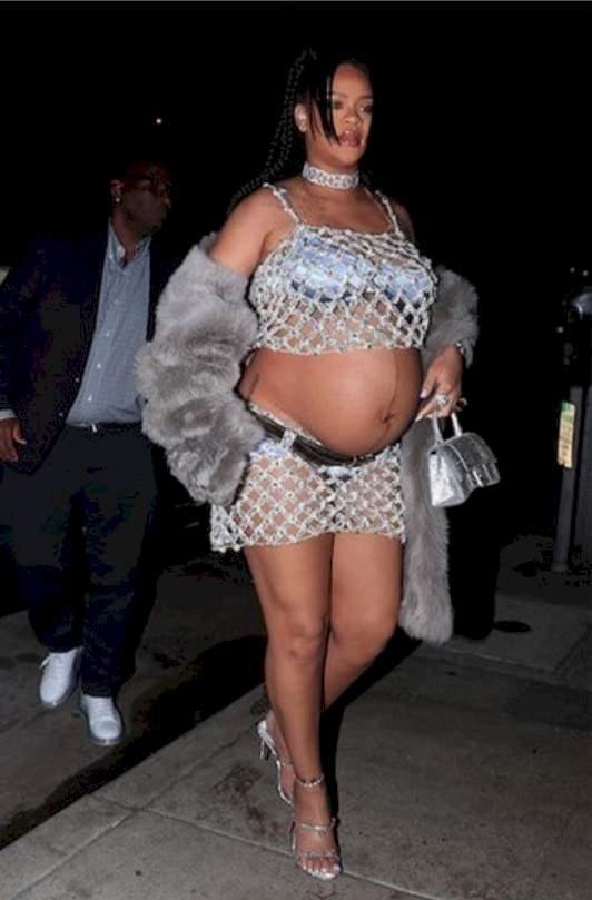 Rihanna sparkles as she steps out in glittery outfit for Mother's Day dinner with A$AP Rocky (photos)