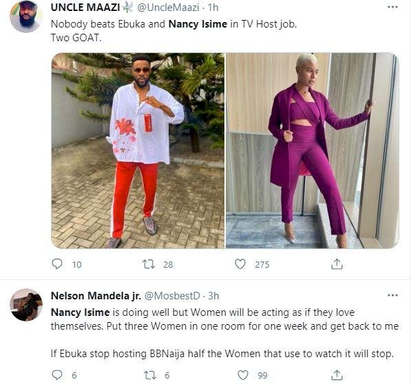 “Let Nancy Isime co-host the BBN with Ebuka” – Nigerians fires at BBNaija organizers, accuses them of portraying gender inequality