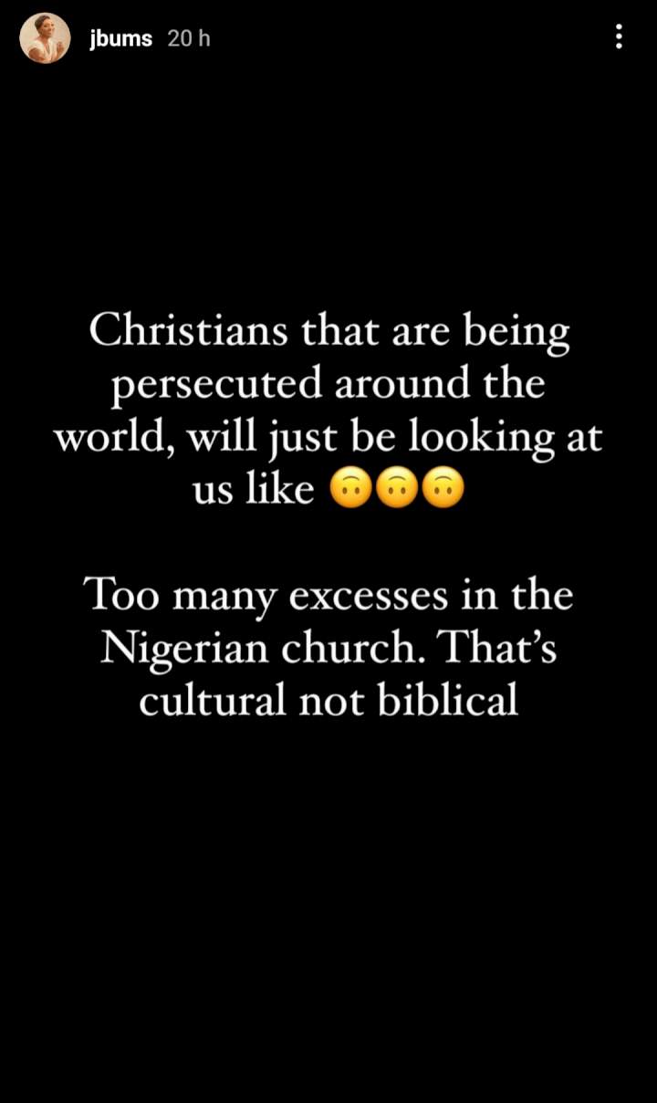 There are too many excesses in the Nigerian church that are cultural and not biblical. Our generation of pastors are now feeding their ego - Businesswoman Mrs Black writes