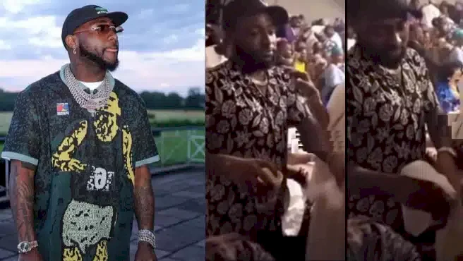 'Man no trust anybody again' - Speculations as Davido covers drink while greeting guests (Video)