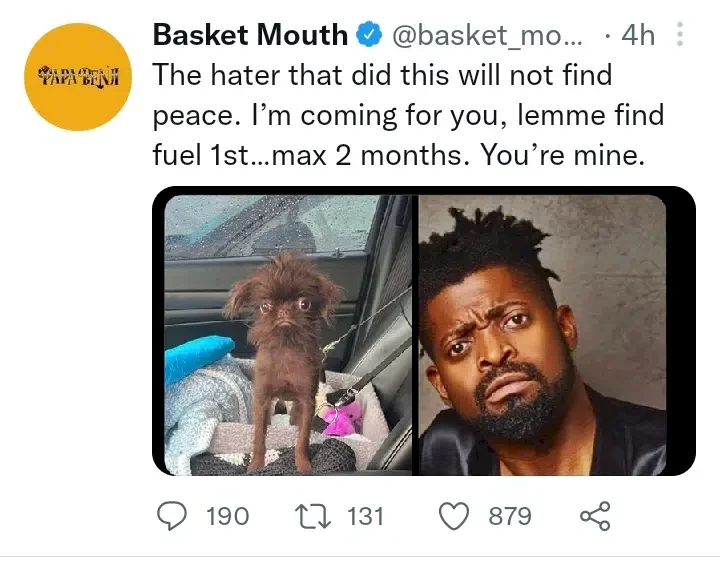 'E resemble you abi e no resemble you?' - Reactions as Basketmouth blows hot after being compared with a dog