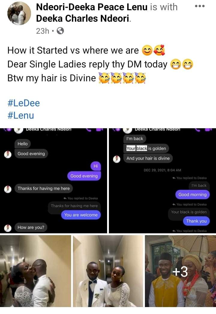 'Dear single ladies, reply your DM' - Newly married woman advises as she reveals how she met her partner