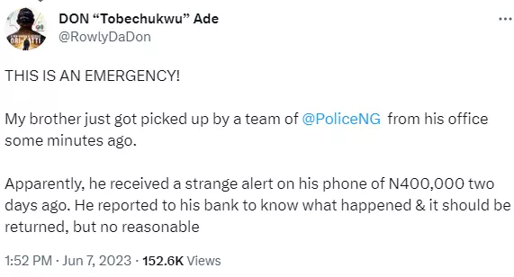Nigerian man arrested after 400k removed from a kidnapped man's account was 'wrongly' deposited in his dormant account