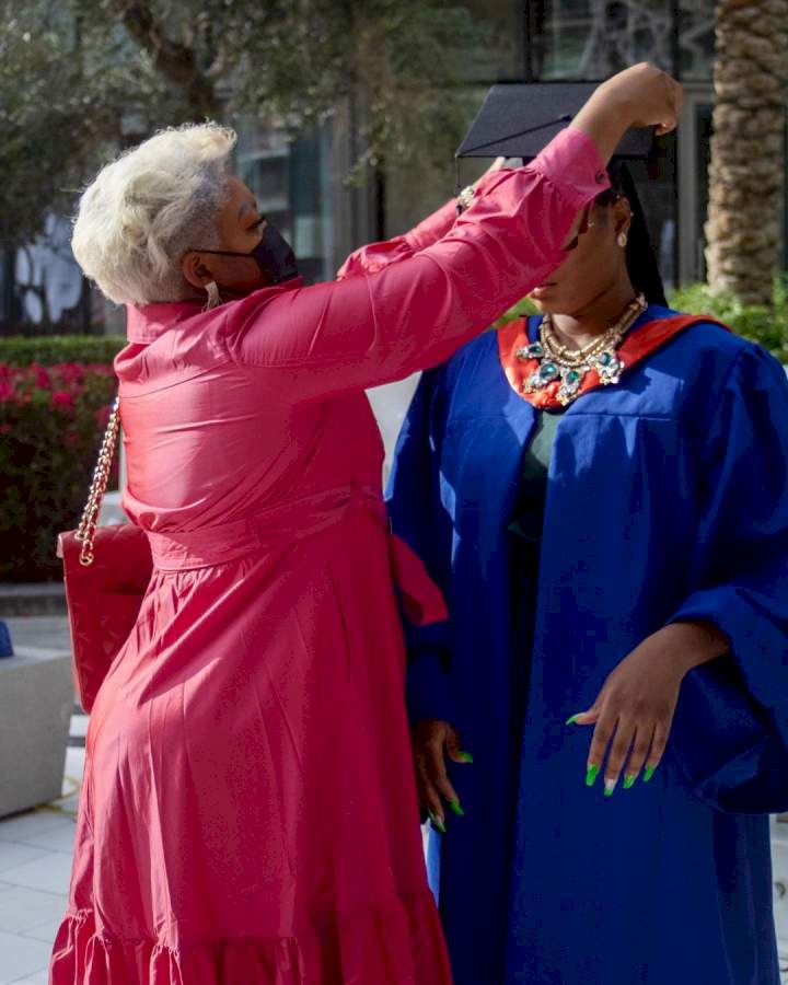 Actress Omotola Jalade-Ekeinde celebrates as her first daughter, Princess, bags MSc from a Dubai University (photos)