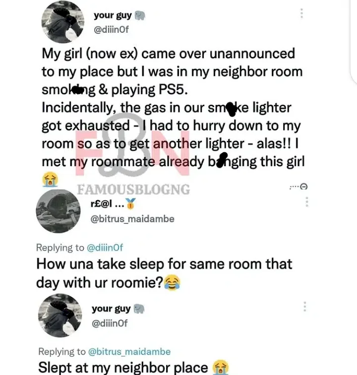 Man calls out roommate who slept with his girlfriend while he was playing Ps5 in neighbor's room