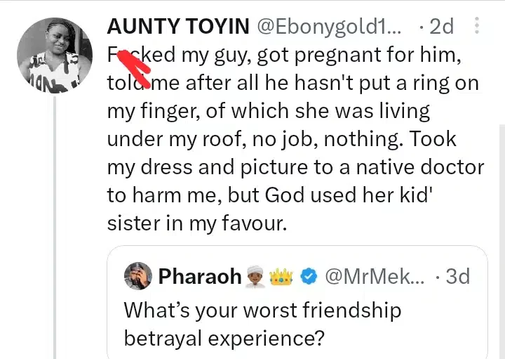 'He hasn't put a ring on your finger' - Lady defends self after getting pregnant for bestie's boyfriend