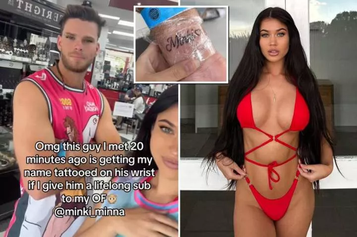 Man gets woman's name tattooed in exchange for lifetime subscription to her er0tic streaming account (video)