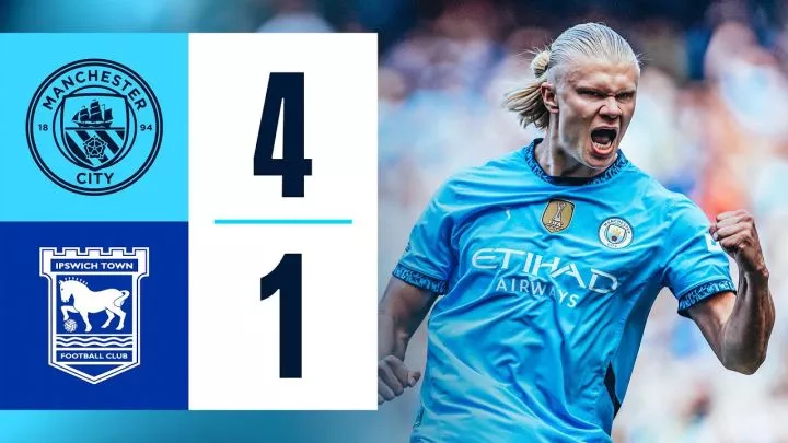 Manchester City 4 - 1 Ipswich Town (Aug-24-2024) Premier League Highlights