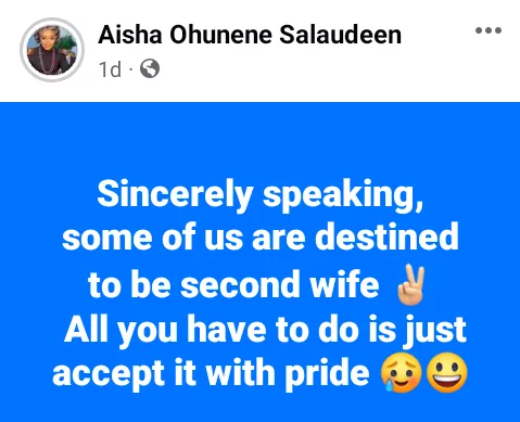 Sincerely speaking, some of us are destined to be 2nd, 3rd or 4th wives  - Nigerian woman says