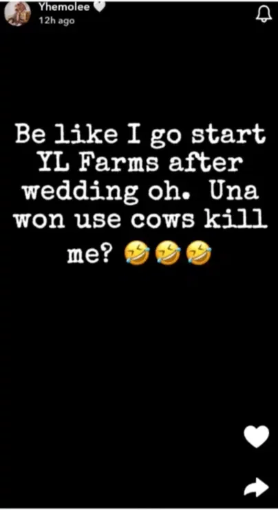 YhemoLee cries out over 'surplus' cows received ahead of his wedding