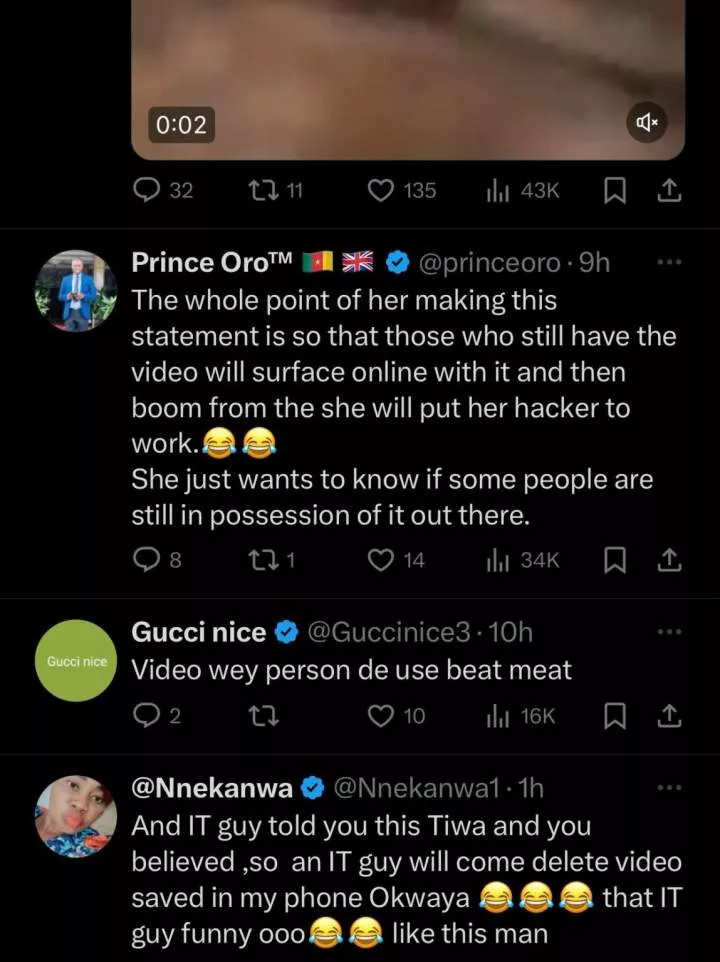 Nigerians mock Tiwa Savage after revealing she paid IT experts to pull down her adult tape off internet and mobile devices