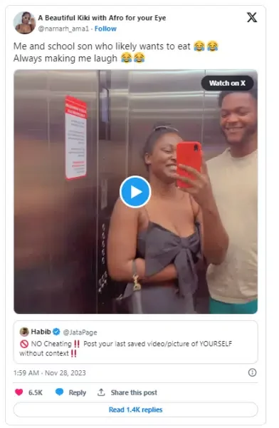 'I Just pity understanding boyfriend' - Lady causes buzz as she's spotted 'having fun' with school son in elevator