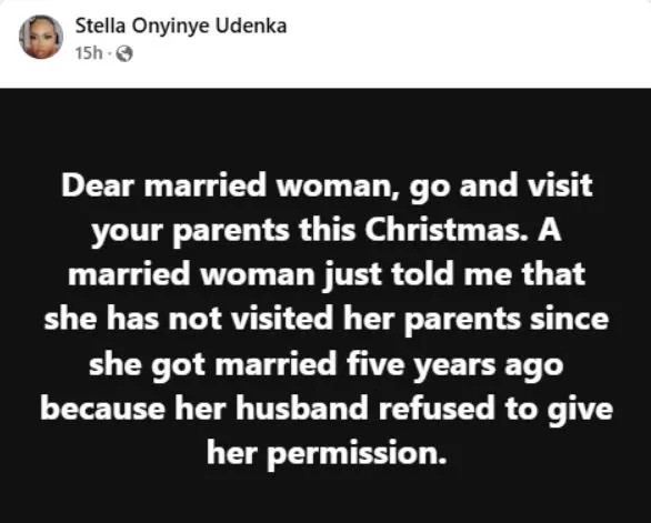 Woman cries out as husband denies permission to visit her parents for 5 years