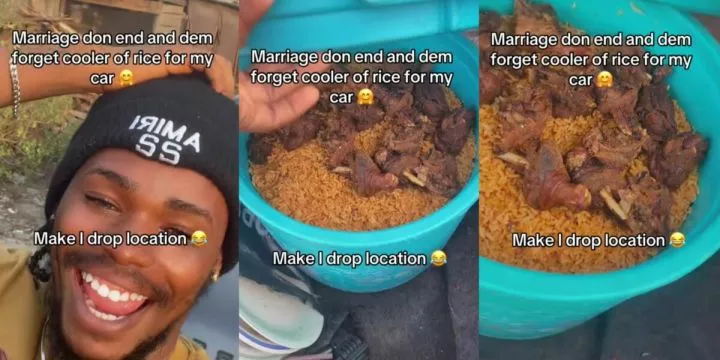 Man overjoyed to discover forgotten cooler of leftover rice in his car after wedding