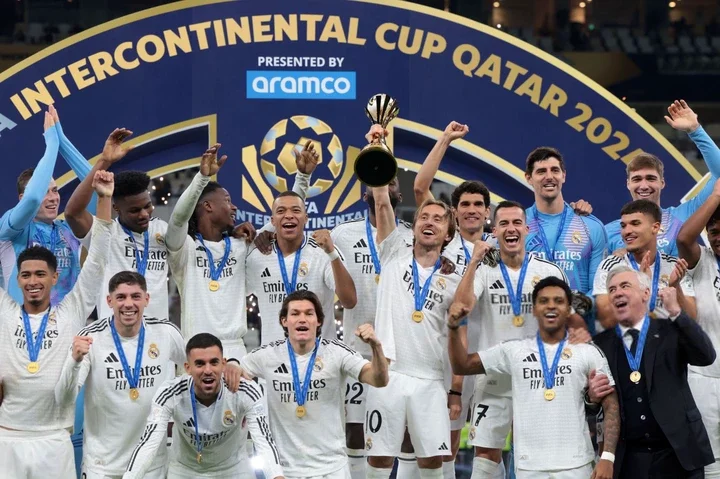 Fans react after seeing photo of Vinicius Jnr posing with his 4 recent awards at the Lusail Stadium.