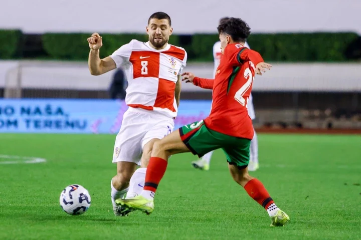 Mateo Kovacic of Croatia in action during the UEFA Nations League 2024/25 League A Group A1 match between Croatia and Portugal at Poljud Stadium on...