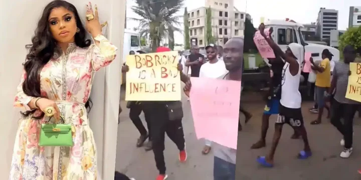 'He is a bad influence' - Benin youths protest against Bobrisky being in Benin
