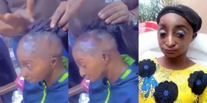 "Mini Jet Li" - Netizens questions as hairstylist make 'frontal ponytail' for Aunty Ramota