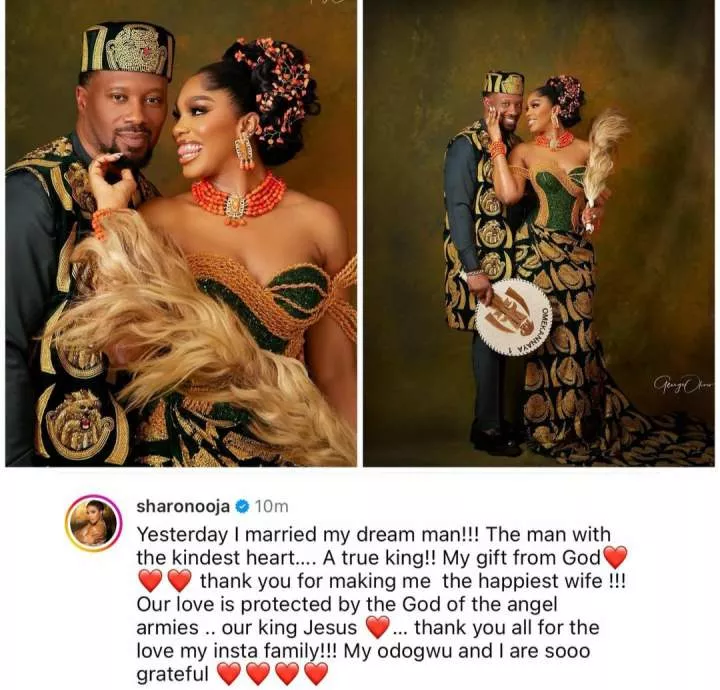 I married my dream man, the man with the kindest heart. A true king!! My gift from God - Actress Sharon Ooja hails her husband