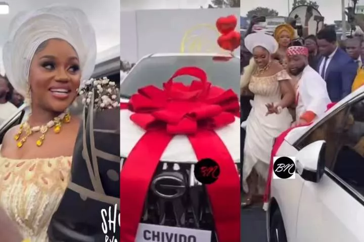 Davido gifts his wife Chioma Adeleke brand new SUV as wedding gift (video)