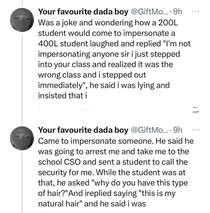 Update: Student assaulted by his lecturer in OAU shares his own side of the story