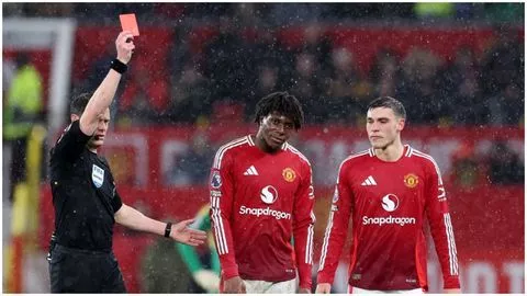 Man United's youngest Premier League red card since 2015 - Nigerian Dorgu makes unwanted history