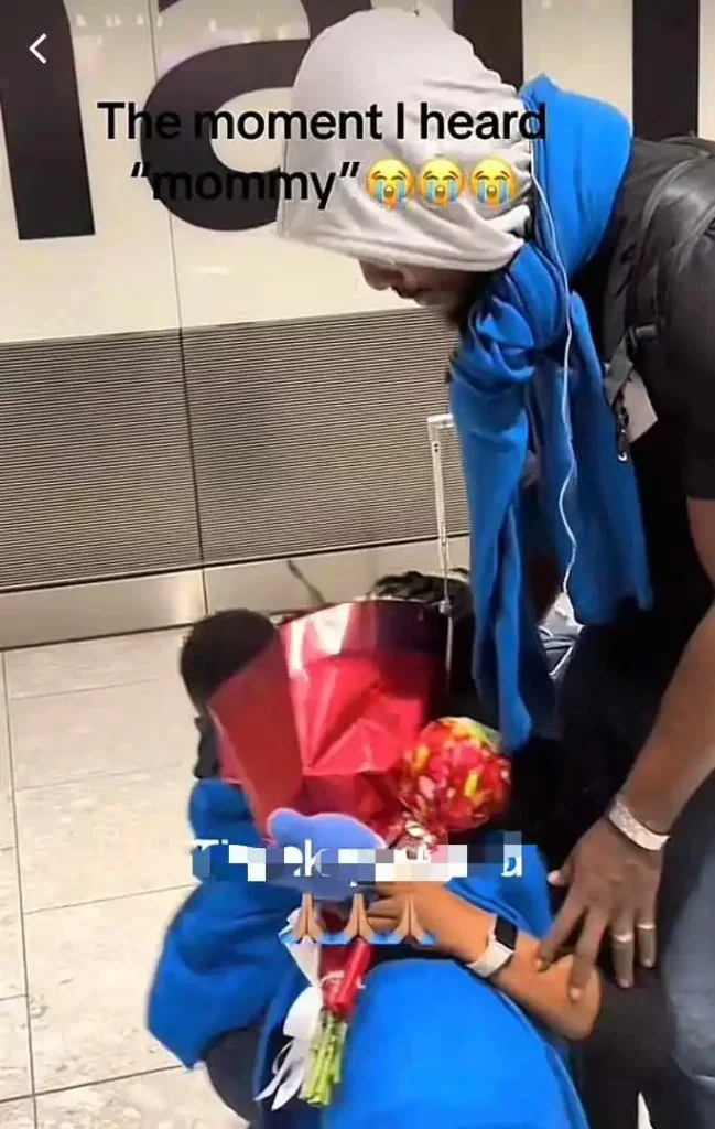 Beautiful moment mother reunites with her family at UK Airport