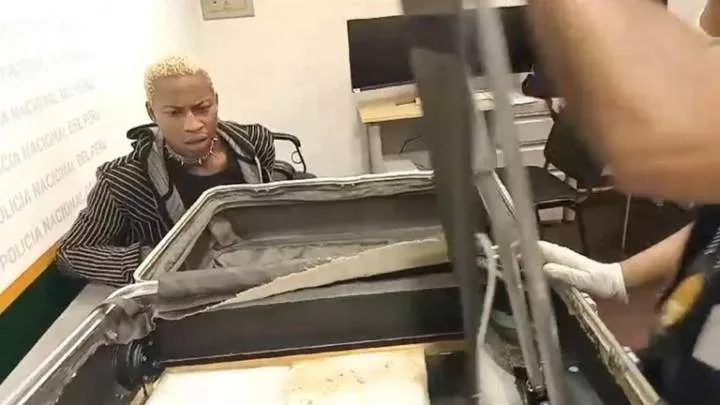 British Tiktoker Modou Adams acting confused and surprised after cocaine worth £300,000 was found in his suitcase in Peru (video)