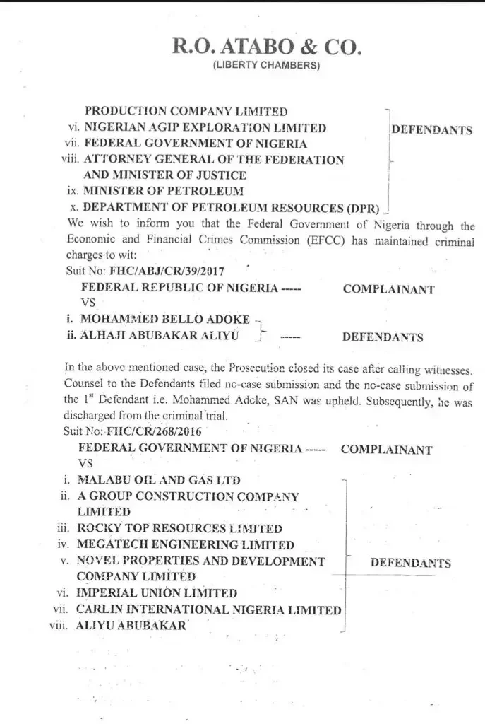 Abacha family dismisses Nigerian govt's claim of resolving $1.3bn OML 245 court cases