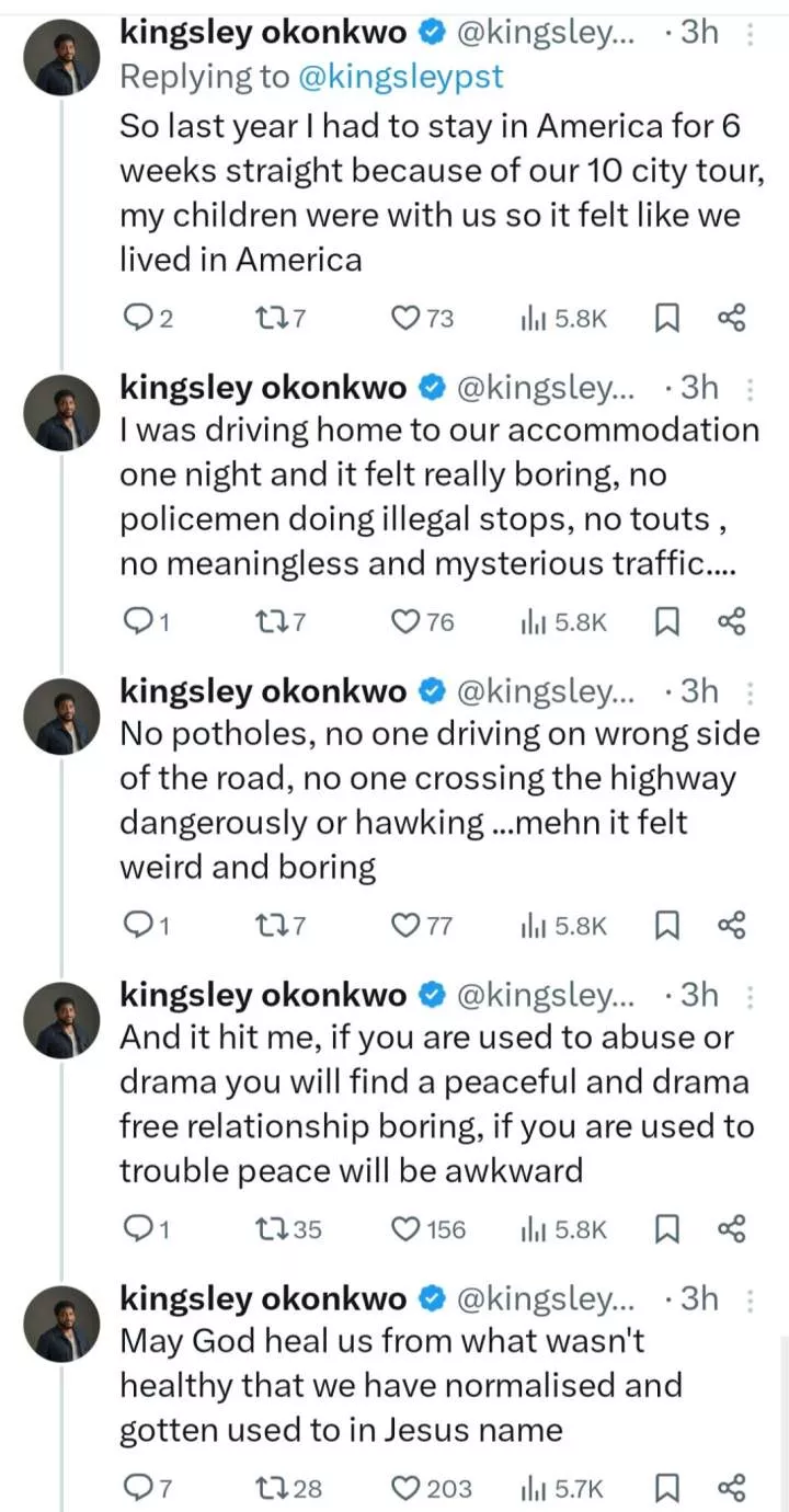 Kingsley Okonkwo explains why some ladies find peaceful relationships boring