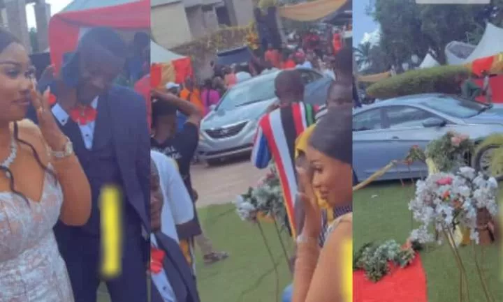 Moment father gifts daughter new car on her wedding day