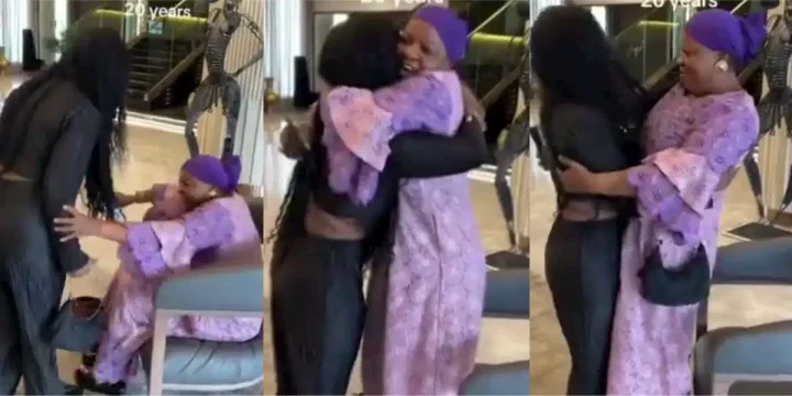 Heartwarming moment Nigerian lady met her mother for the first time in 20 years