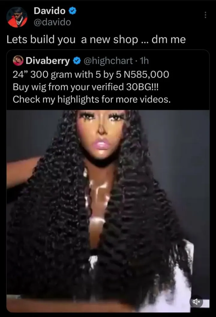 Davido offers to build shop for a female fan