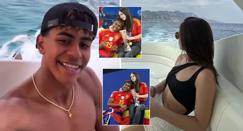 17-year-old Lamine Yamal and girlfriend Alex Padilla love up on boat cruise in Greece for summer break after Euros fairytale