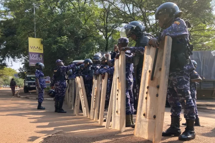 Uganda police out in force ahead of protest