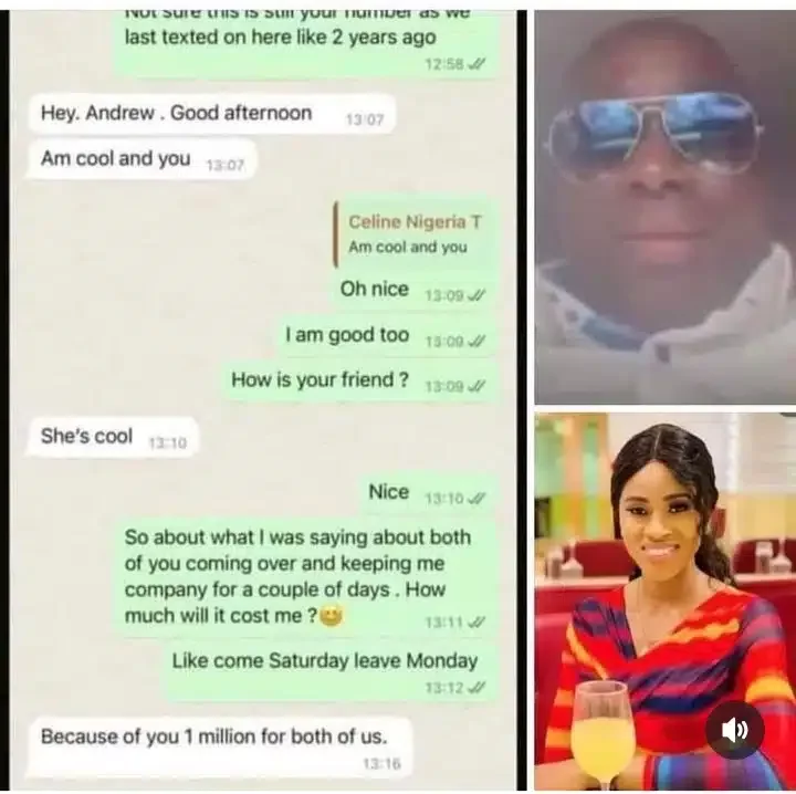 Alleged chat between missing lady Celine and Andrew whom she met on Facebook surfaces