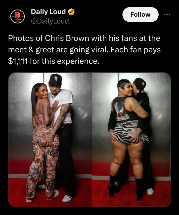 Fans pay $1,111 for meet and greet with Chris Brown, photos go viral