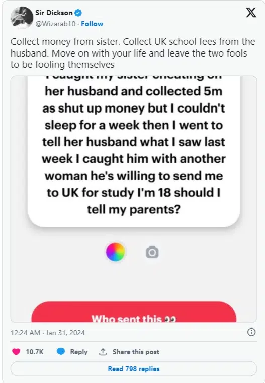 'My sister's husband wants to send me to UK after I caught him cheating' - 18-year-old girl seeks advice