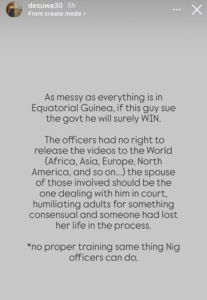 If the Equatorial Guinea guy sues the government, he will definitely win ? Businesswoman, Adesuwa Ighalo, says as she condemns police for releasing private videos of Baltasar Engonga