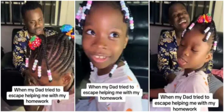 "Just say you don't know it" - Little girl causes buzz as she calls out her dad who tries to dodge her assignment