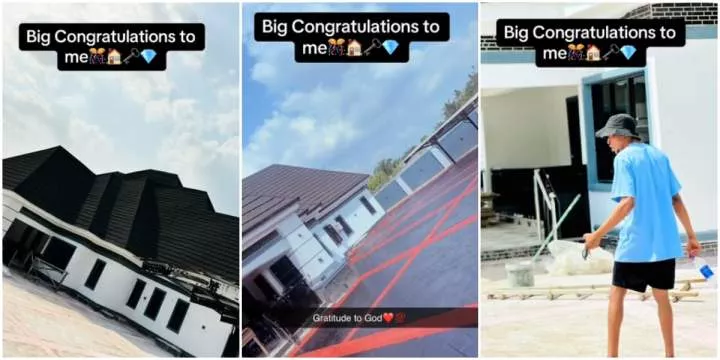 23-year-old man causes buzz as he flaunts his wealth online, shows off luxurious newly-built house (Video)