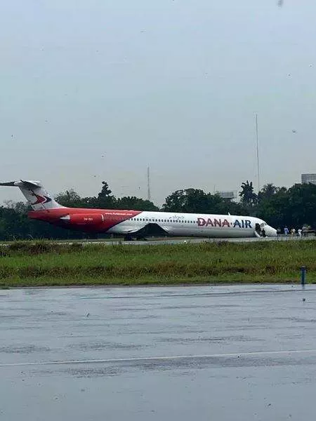 BREAKING: Dana Air Skids Off Runway In Lagos