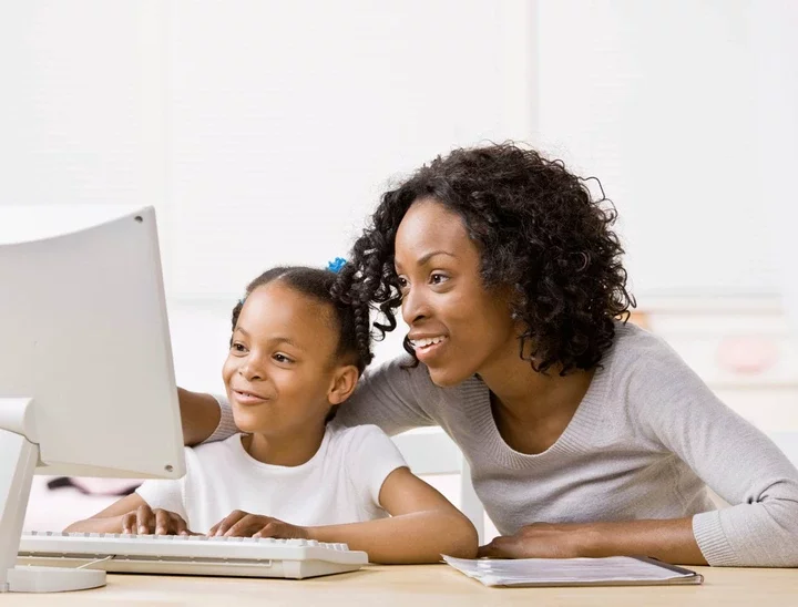 Alpha,  technology education Mother daughter girl homework internet laptop