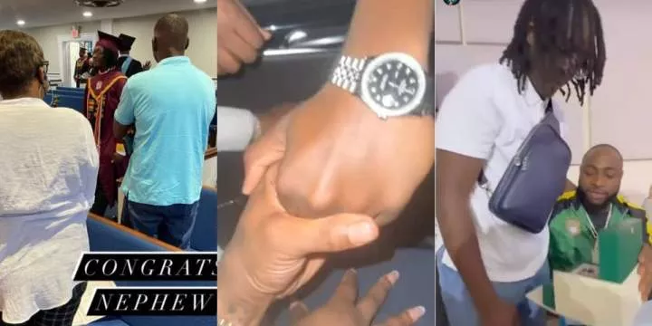 Davido gifts nephew an expensive Rolex wristwatch on his graduation