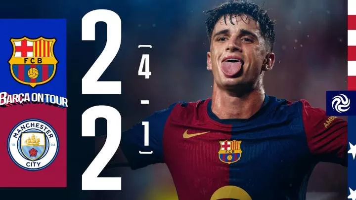 Manchester City 2 - 2 Barcelona (PEN 1-4) (Jul-31-2024) Club Friendlies Highlights