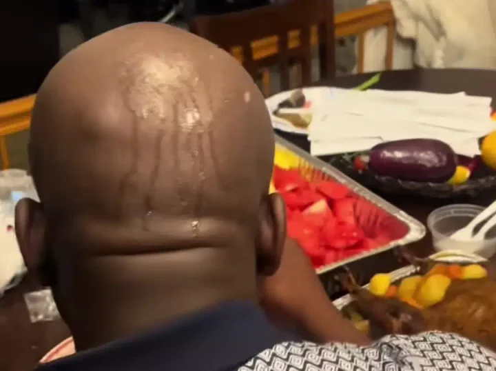 'He got a personal head wiper' - Man causes stir, sweats profusely from bald head while enjoying spicy food