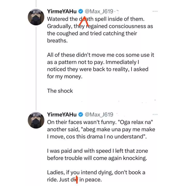 Ride-hailing app driver recounts how ladies pretended to be dead just to evade paying him his money