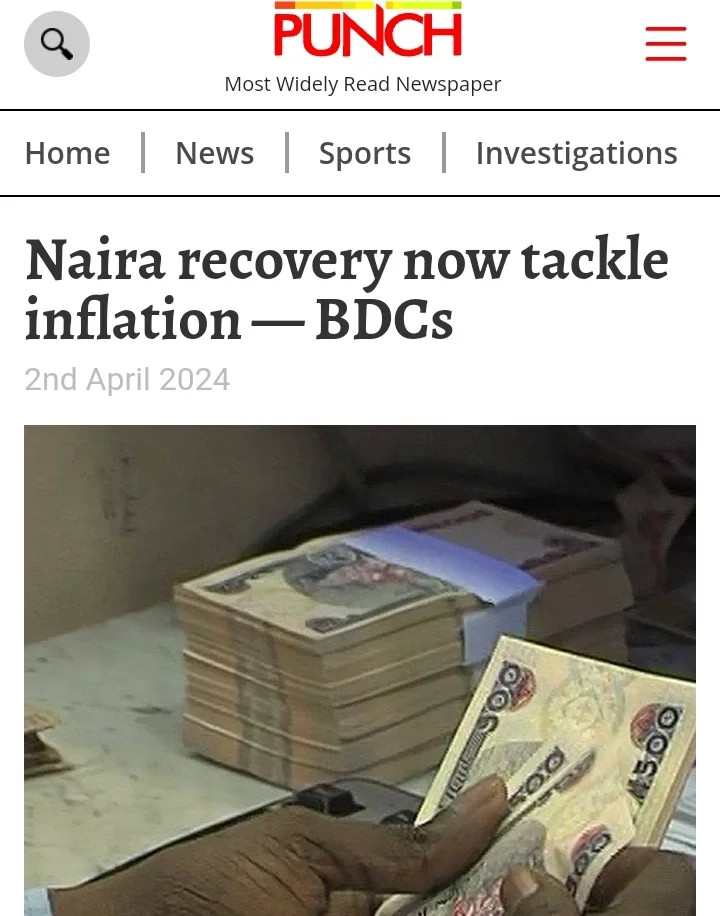 Today's Headlines: Naira Recovery Now Tackle Inflation-BDCs; Lawmakers Urged to Amend NDDC Act